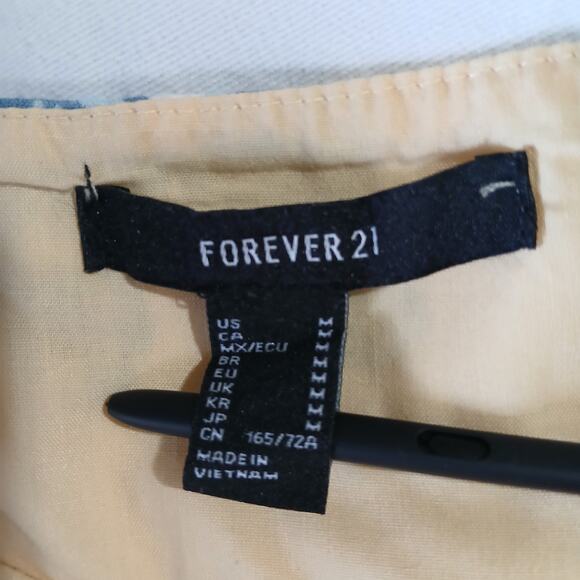 Forever 21 Med floral a-line mini-skirt fully lined dainty cotton trim yellow - Picture 2 of 8